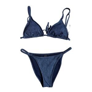 NWOT Pink by Victoria's Secret Faux Denim Bikini (Blue) - Medium